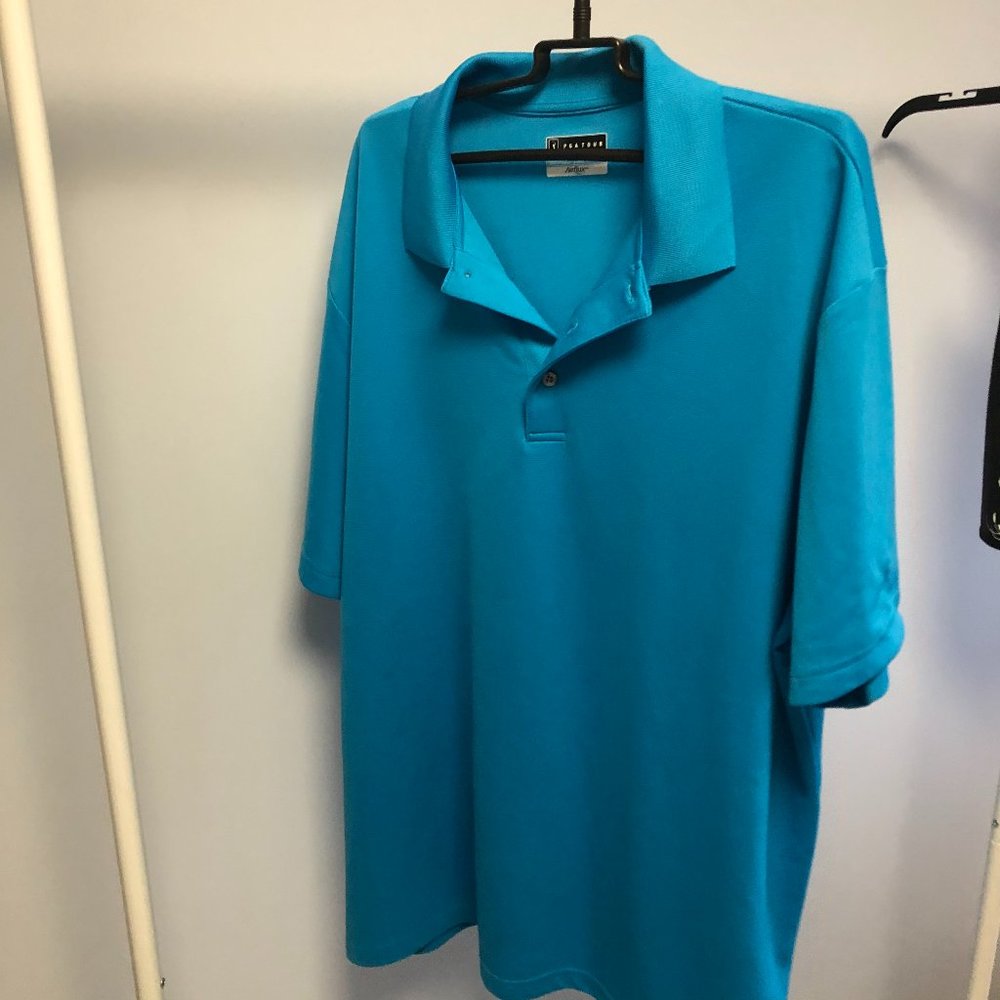 light blue pga tour polo shirt